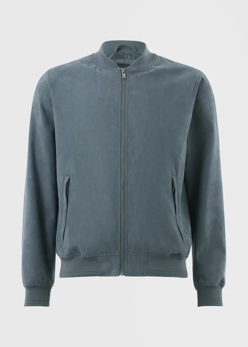 Grey Faux Suede Bomber Jacket - S Image 3