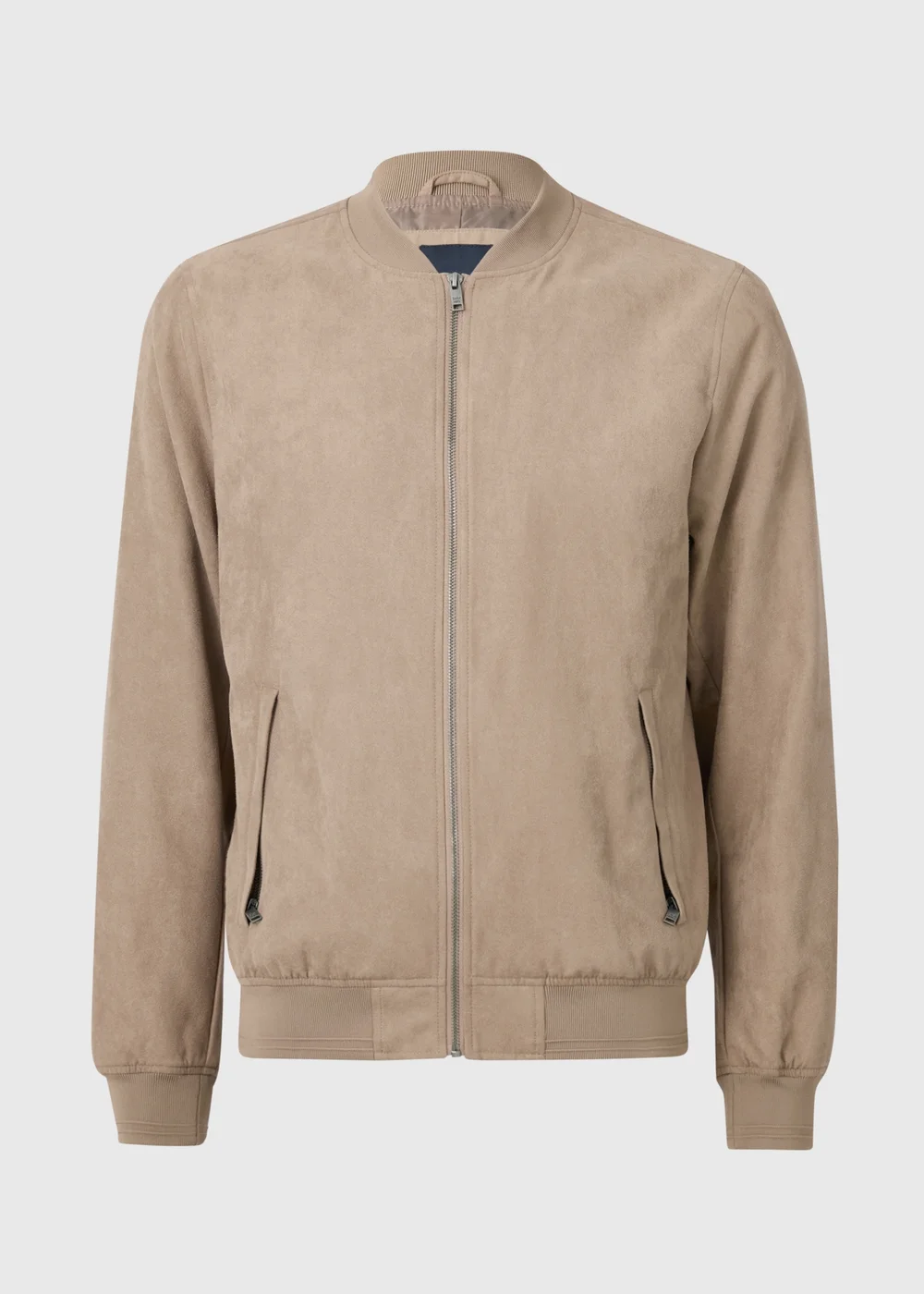 Stone Faux Suede Bomber Jacket - Small Image 2