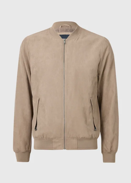 Stone Faux Suede Bomber Jacket - Small Image 2
