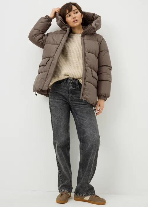 Beige Mid Padded Coat - L Image 1