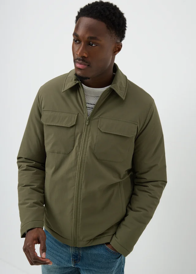 Khaki Padded Cargo Shacket