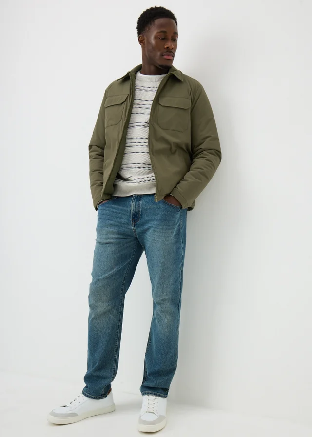 Khaki Padded Cargo Shacket