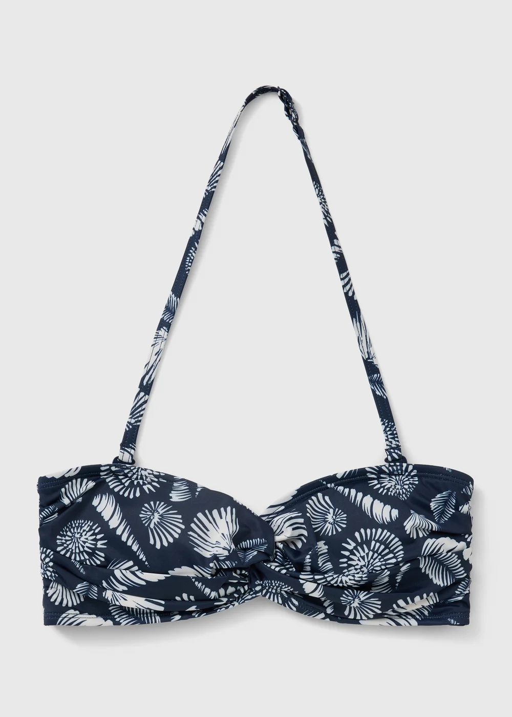 Navy Shell Print Twist Front Bikini Top - Size 6 Image 2