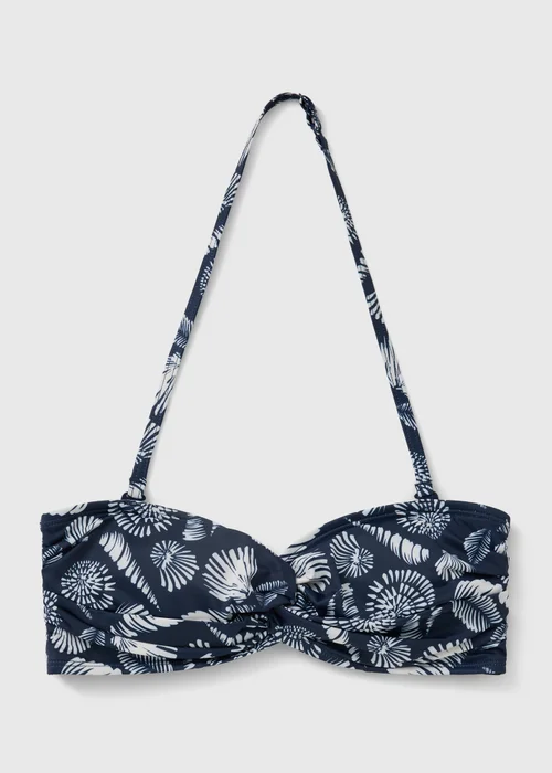 Navy Shell Print Twist Front Bikini Top - Size 6 Image 2