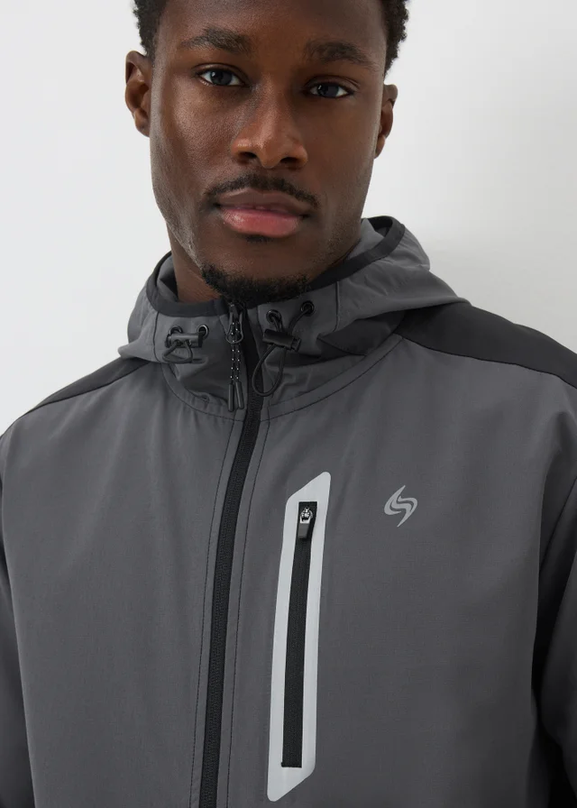 Souluxe Charcoal Woven Zip Co Ord Jacket