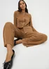 Camel Boucle Wide Leg Co Ord Trousers - Size 20 29 leg Image 2
