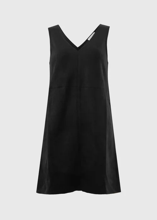Black Faux Suede Pinafore Dress - 20 Image 4