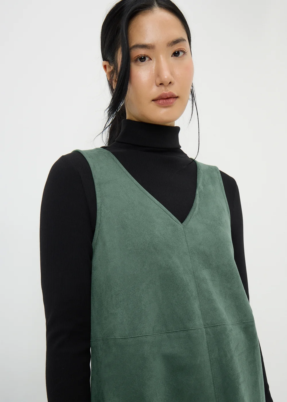 Teal Faux Suede Pinafore Dress - 18 Image 2