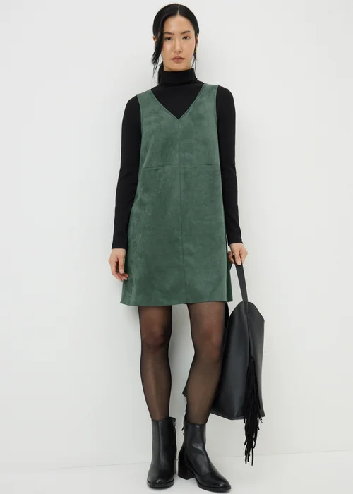 Teal Faux Suede Pinafore Dress - 18 Image 1