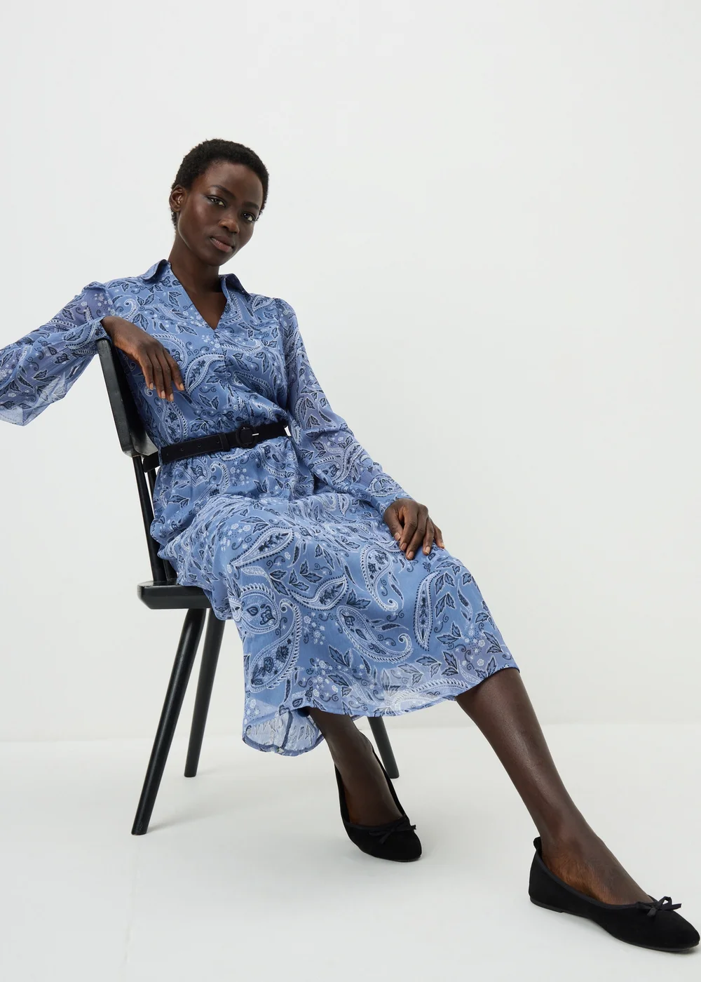 Blue Paisley Belted Midaxi Dress - 8 Image 1