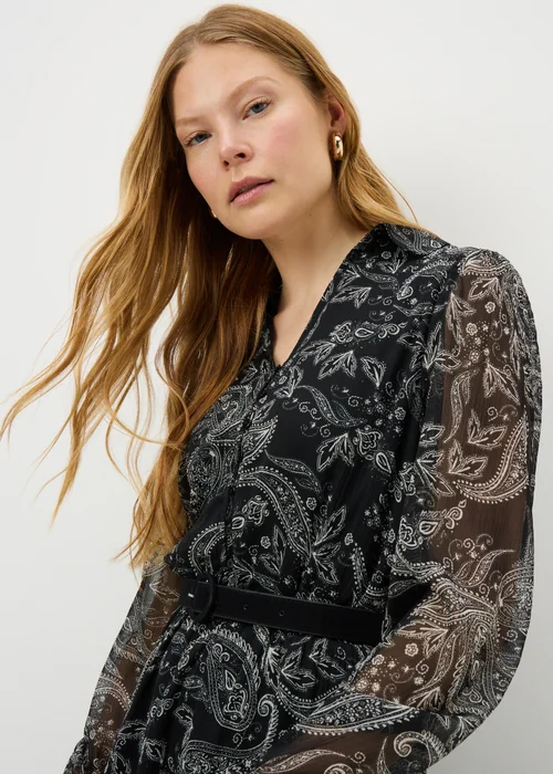 Black Paisley Belted Midaxi Dress - 8 Image 2