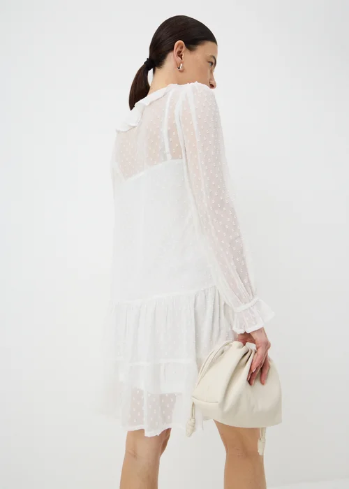 Ivory Dobby Ruffle Mini Dress - Size 8 Image 2