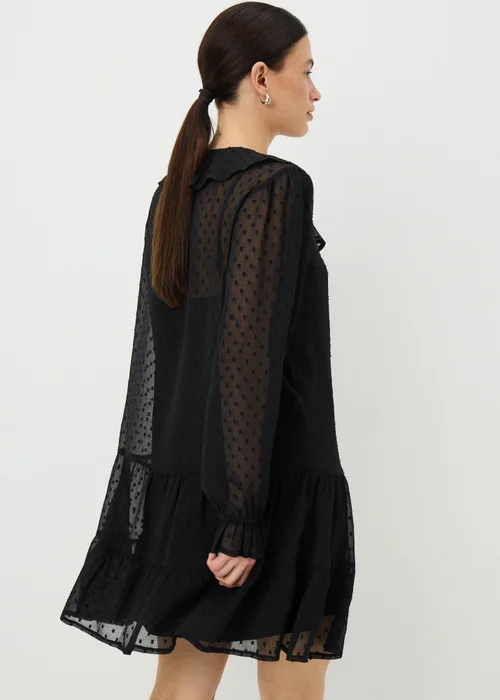 Black Dobby Ruffle Mini Dress - 8 Image 2