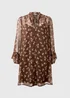 Brown Ditsy Floral Sheer Ruffle Mini Dress - 8 Image 4