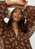 Brown Ditsy Floral Sheer Ruffle Mini Dress - 8 Image 2