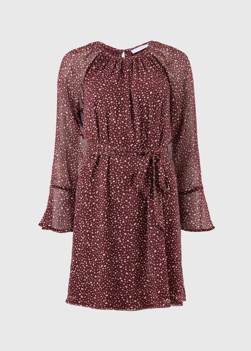 Burgundy Spot Belted Mini Dress - 8 Image 2