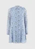 Blue Ditsy Floral Mini Shirt Dress - Size 8 Image 1