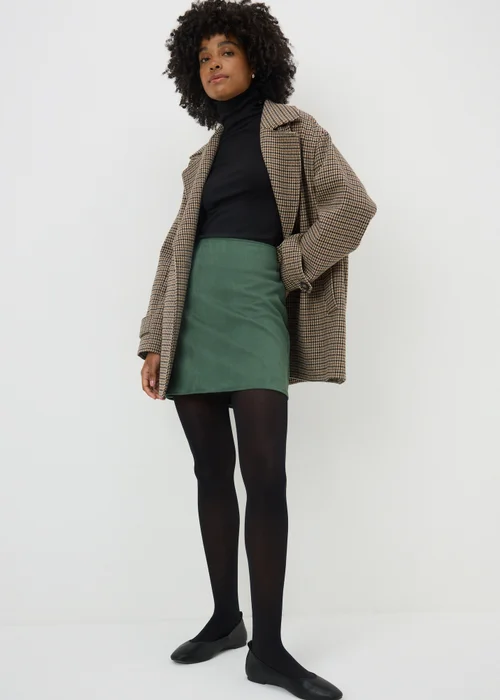 Teal Faux Suede Mini Skirt - Size 16 Image 1