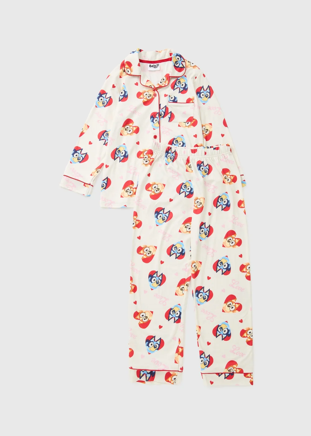 Bluey Girls White Valentines Pyjama Set (1-7yrs) - 1 to 1 half years Image 1