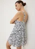Navy Floral Shapewear Swim Dress - Size 10 Image 2