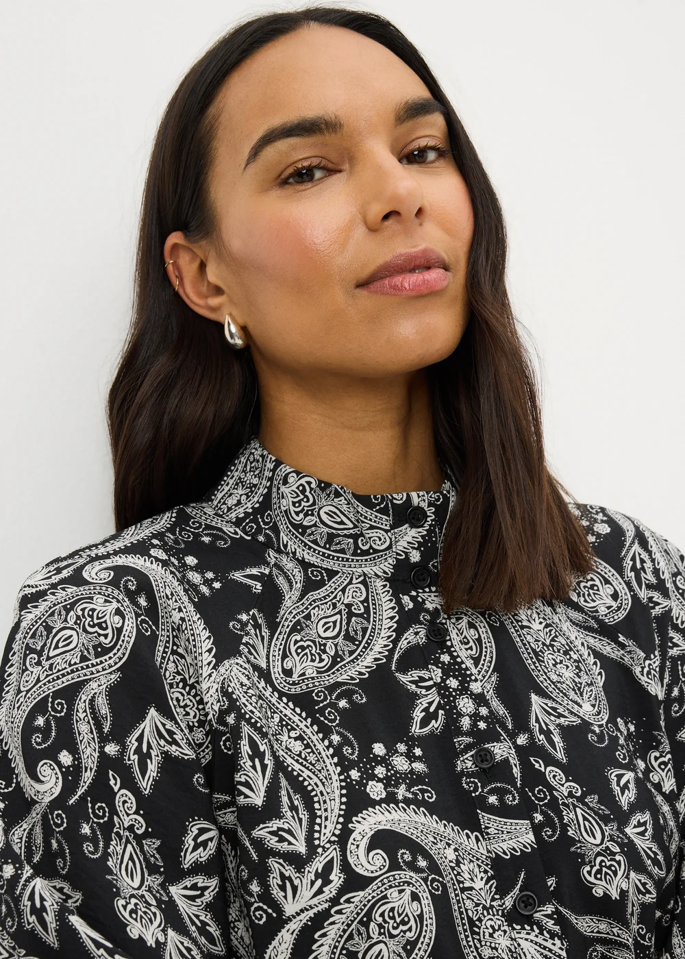 Black Paisley Shirt Mini Dress - 8 Image 2