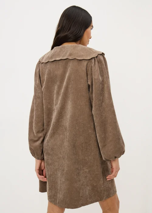 Brown Button Cord Collar Mini Dress - 8 Image 3
