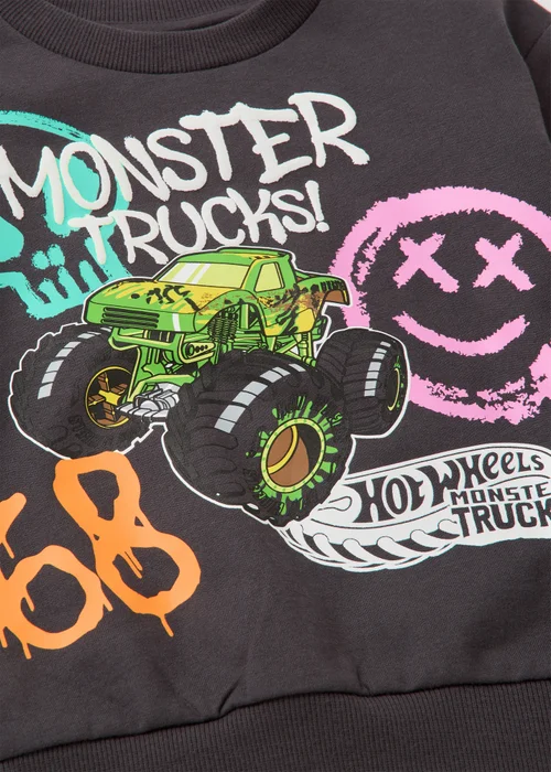 Hot Wheels Boys Charcoal Monster Trucks Sweatshirt (3-11yrs) - 6 Yrs Image 2