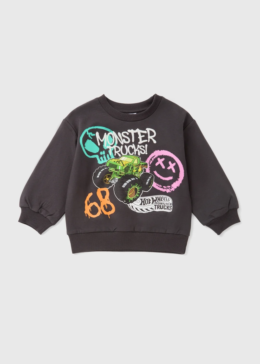 Hot Wheels Boys Charcoal Monster Trucks Sweatshirt (3-11yrs) - 6 Yrs Image 1