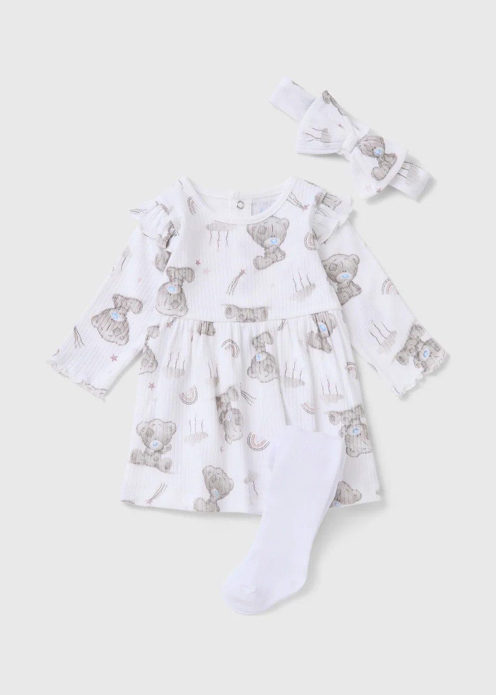 Tiny Tatty Teddy Baby White Dress & Tights Set (Newborn-12mths) - Up to 1 Month Image 1