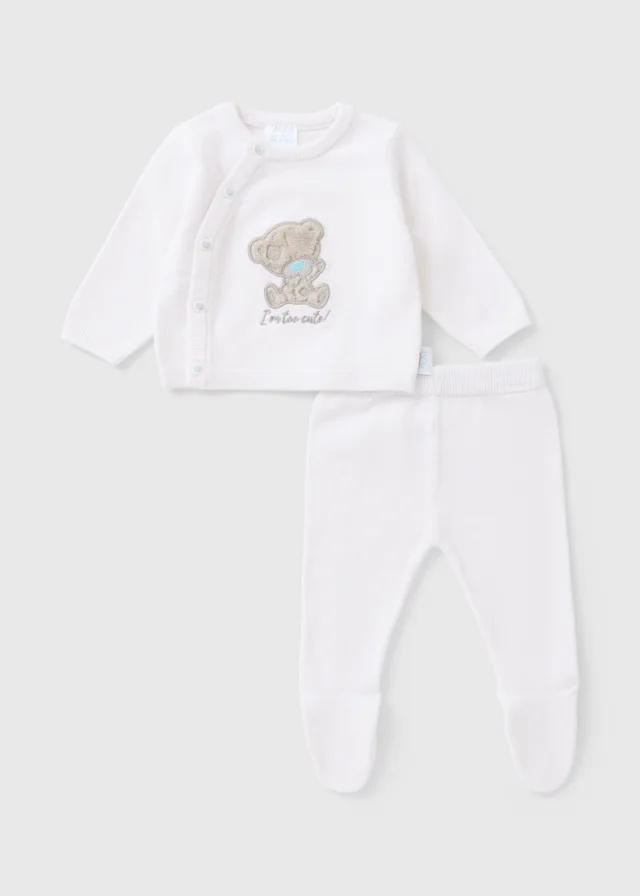 Tiny Tatty Teddy Baby White Knitted Top & Legging Set (Newborn-12mths)