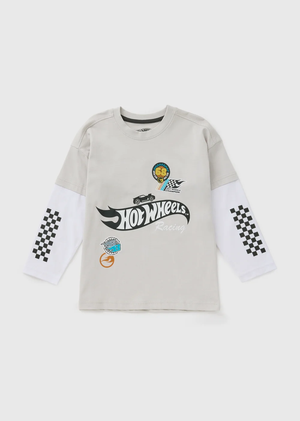 Hot Wheels Boys Grey Mock Sleeve Top (3-11yrs) - Age 6 Years Image 1