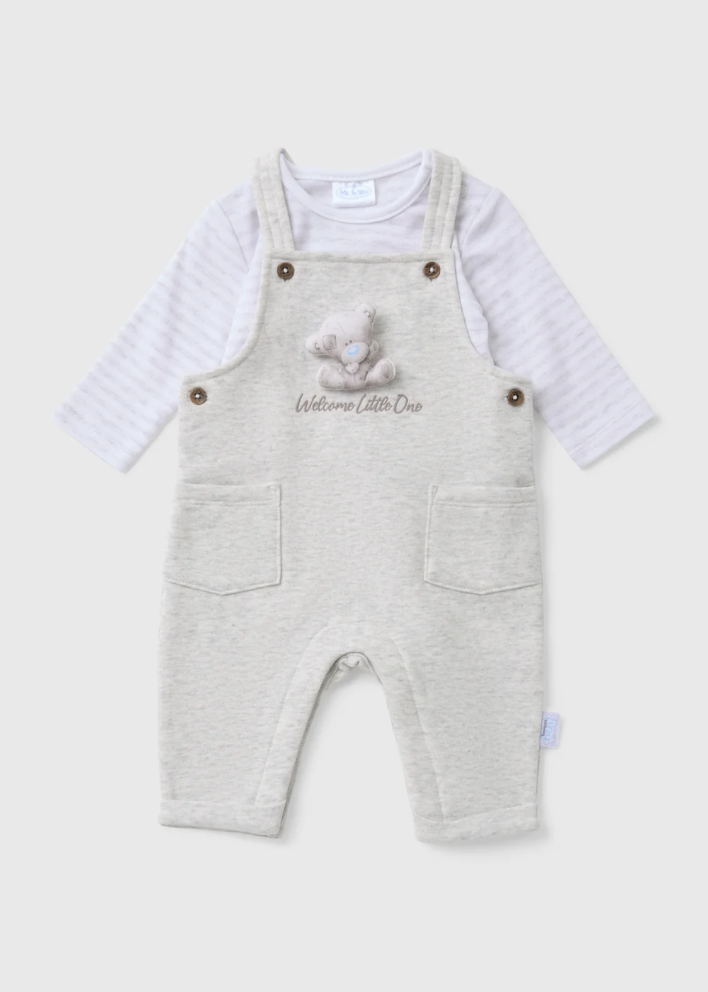 Tiny Tatty Teddy Baby Grey Top & Dungaree Set (Newborn-12mths) - Up to 1 Month Image 1