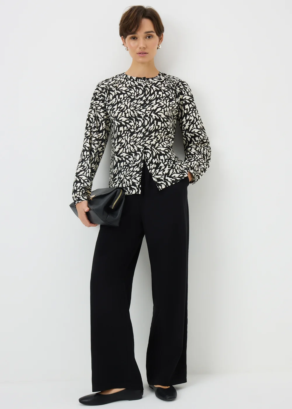 Black Animal Print Button Shirt - Size 8 Image 1