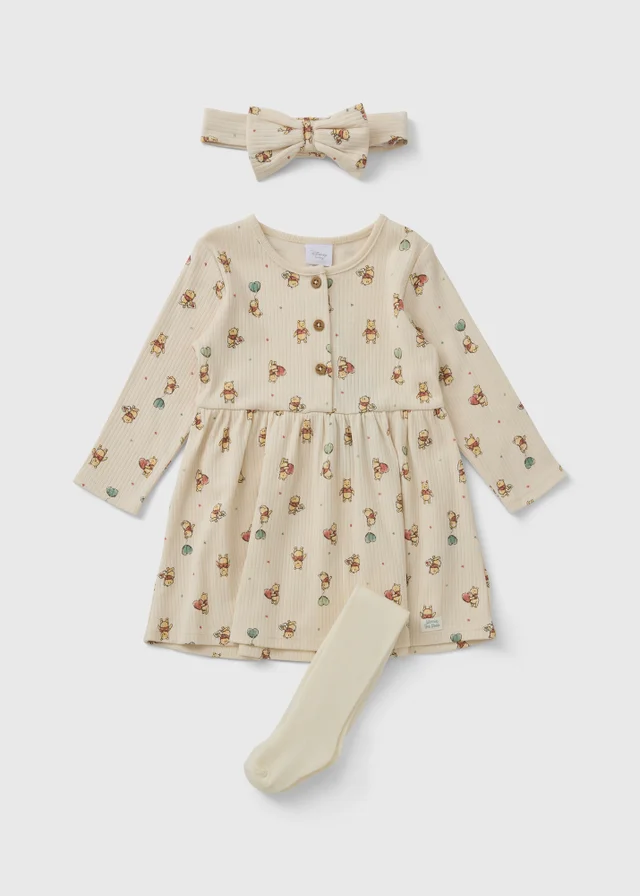 Winnie The Pooh 3 Piece Baby Cream Heart Dress Set (Newborn-23mths)