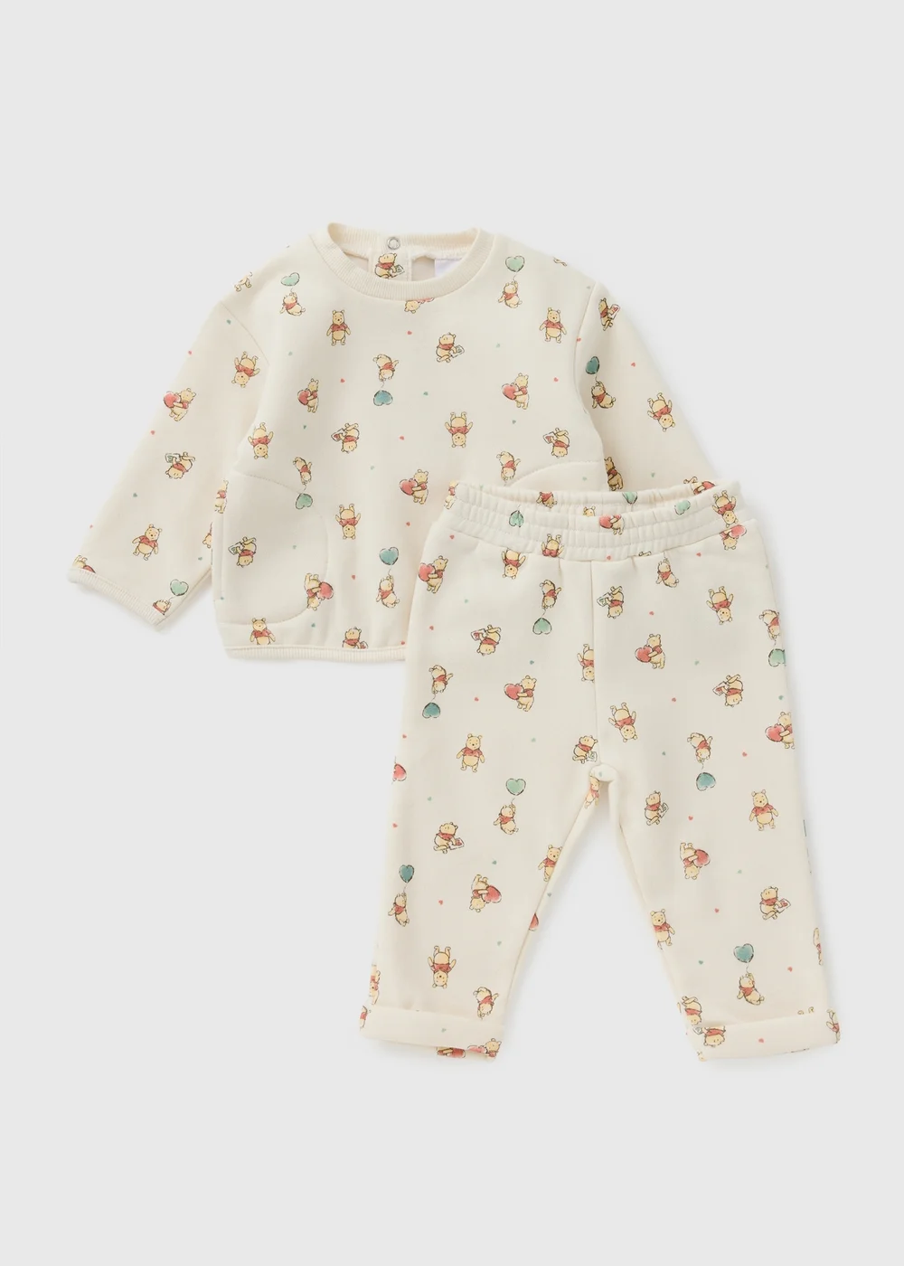 Winnie The Pooh Baby Cream Heart Sweatshirt & Jogging Bottom Set (Newborn-23mths) - Up to 1 Month Image 1