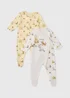 2 Pack Cream Winnie The Pooh Sleepsuits - First Size Image 1