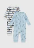 Disney 2 Pack Baby Blue Mickey Sleepsuits (Newborn-23mths) - First Size Image 1
