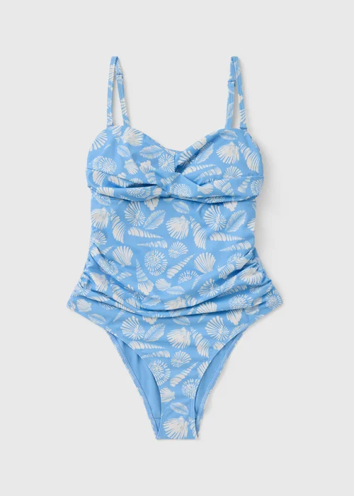 Pale Blue Shell Print Shapewear Swimsuit - Size 8 Image 3