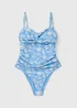 Pale Blue Shell Print Shapewear Swimsuit - Size 8 Image 3