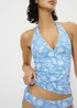 Pale Blue Shell Print Tankini Top - Size 8 Image 1