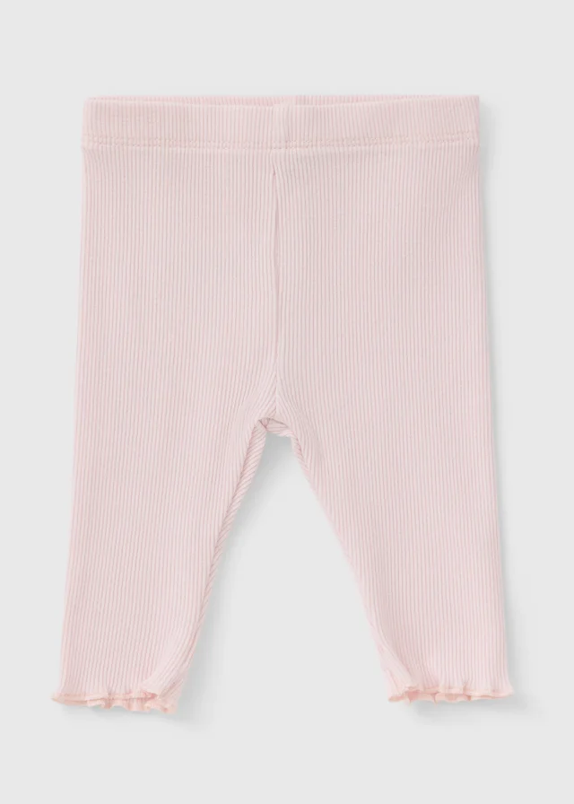 Baby Light Pink Ribbed Leggings (Newborn-23mths)