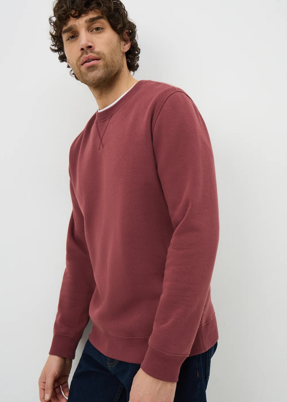 Burgundy Crew Neck Sweatshirt - Small Image 1