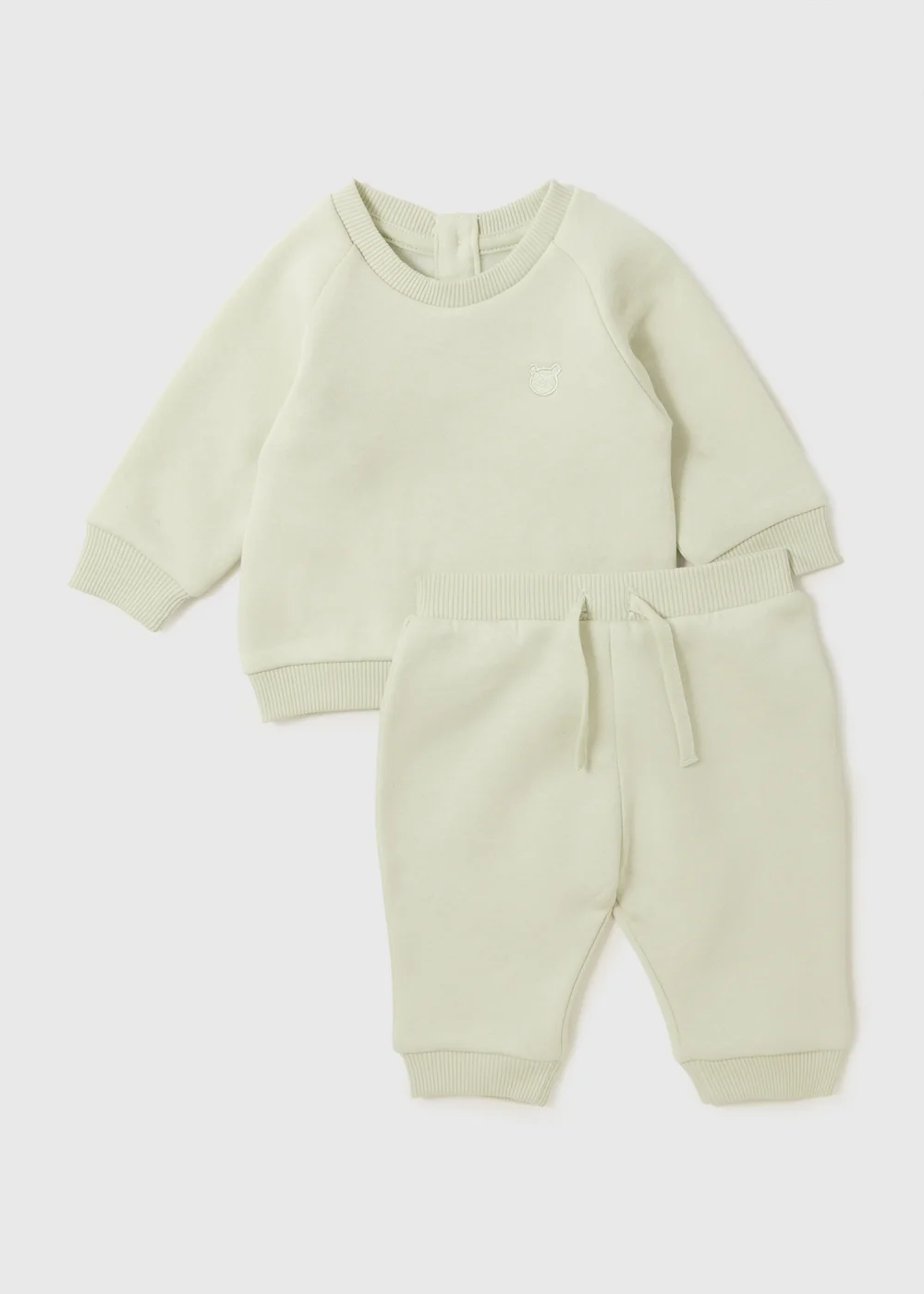 Baby Sage Green Sweatshirt & Jogging Bottom Set (Newborn-23mths) - Up to 1 Month Image 1