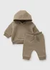 Baby Taupe Hoodie & Jogging Bottom Set (Newborn-23mths) - Up to 1 Month Image 1