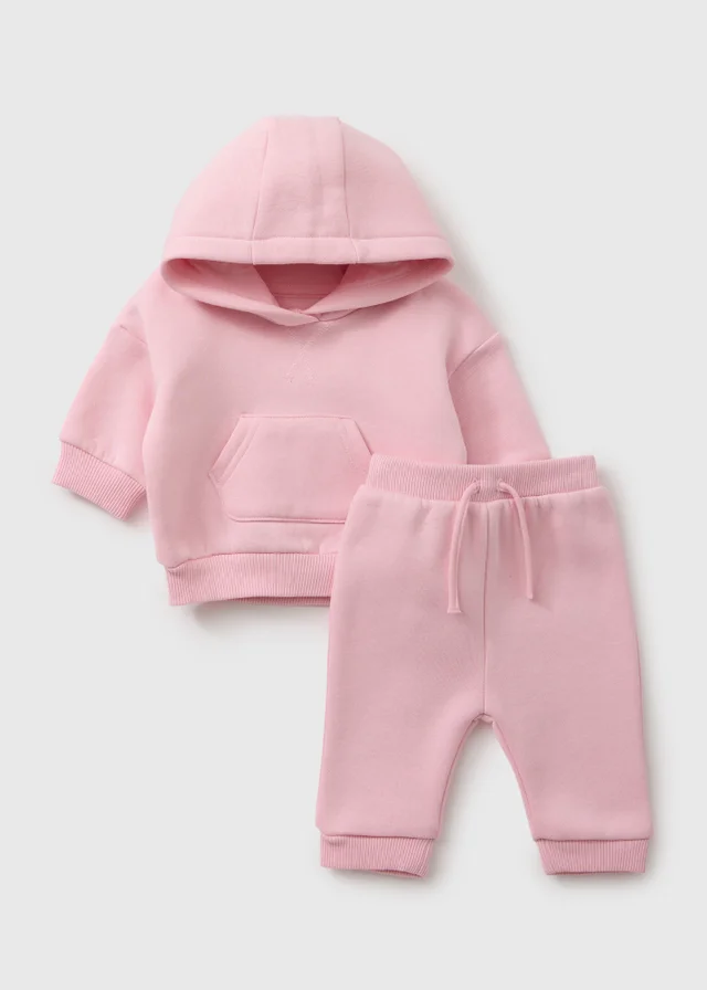 Baby Light Pink Hoodie & Jogging Bottom Set (Newborn-23mths)