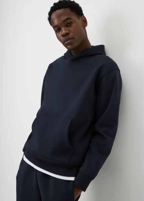 Navy Relaxed Pull On Hoodie - Small Image 1