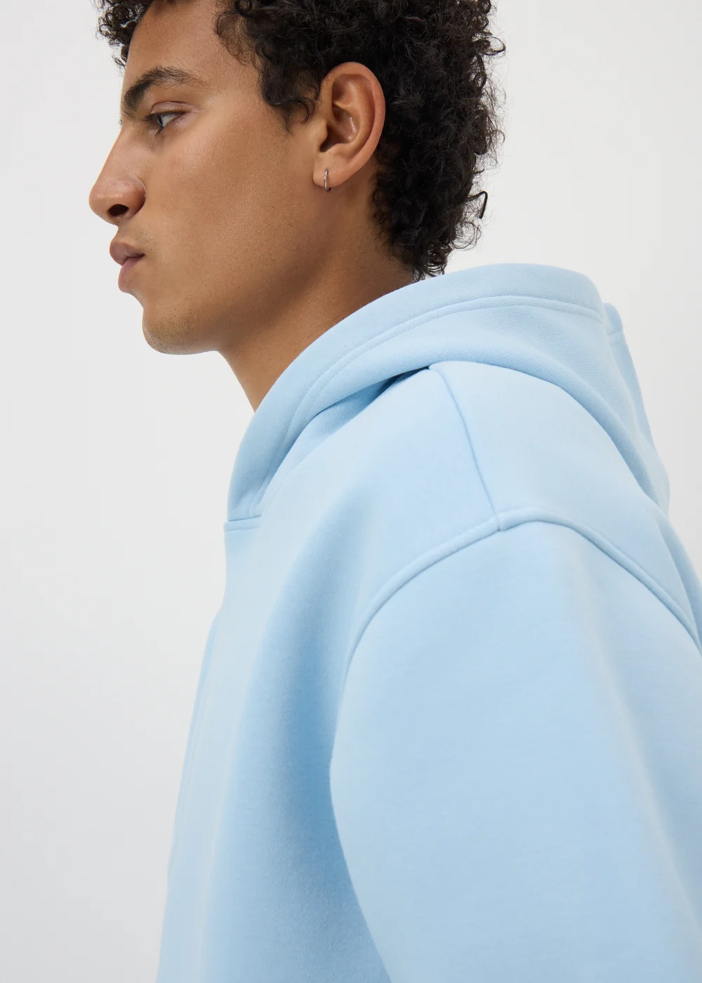 Light Blue Relaxed Fit Pull On Hoodie - S Image 2
