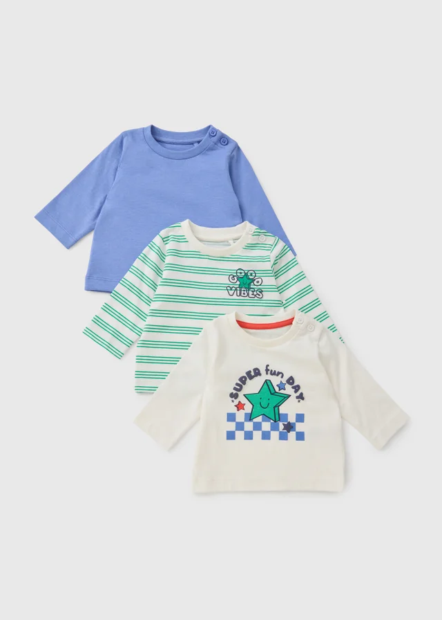 3 Pack Baby Cream Star Tops (Newborn-23mths)