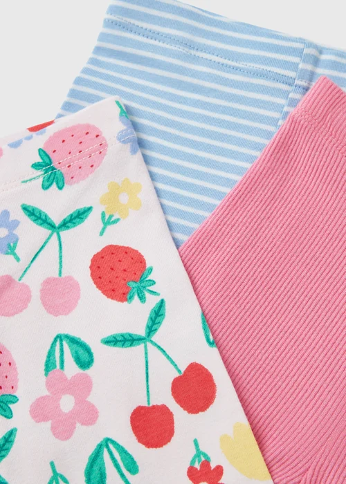 3 Pack Baby Multicolour Fruit Stripe Leggings (Newborn-23mths) - Up to 1 Month Image 2