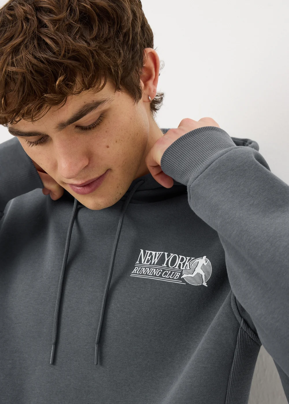 Grey Design Pull On Hoodie - Medium Image 2